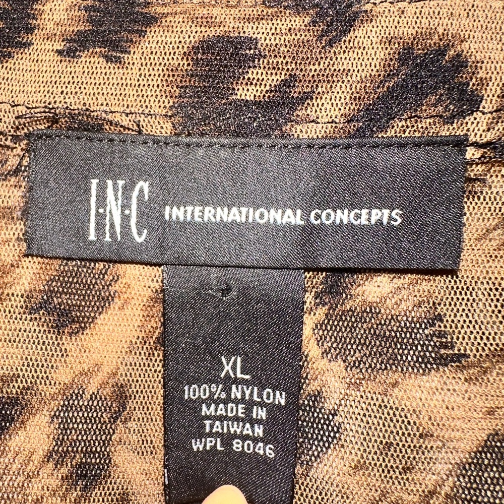 INC International Concepts Brown Leopard Ruffle Blouse - Picture 3 of 4